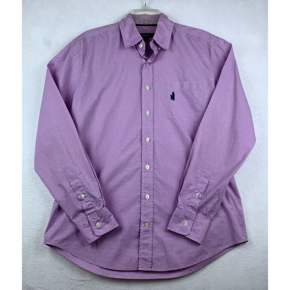 Johnnie-O Surfer Button Dress Shirt Plaid Long Sleeve Men’s Med Pink Purple